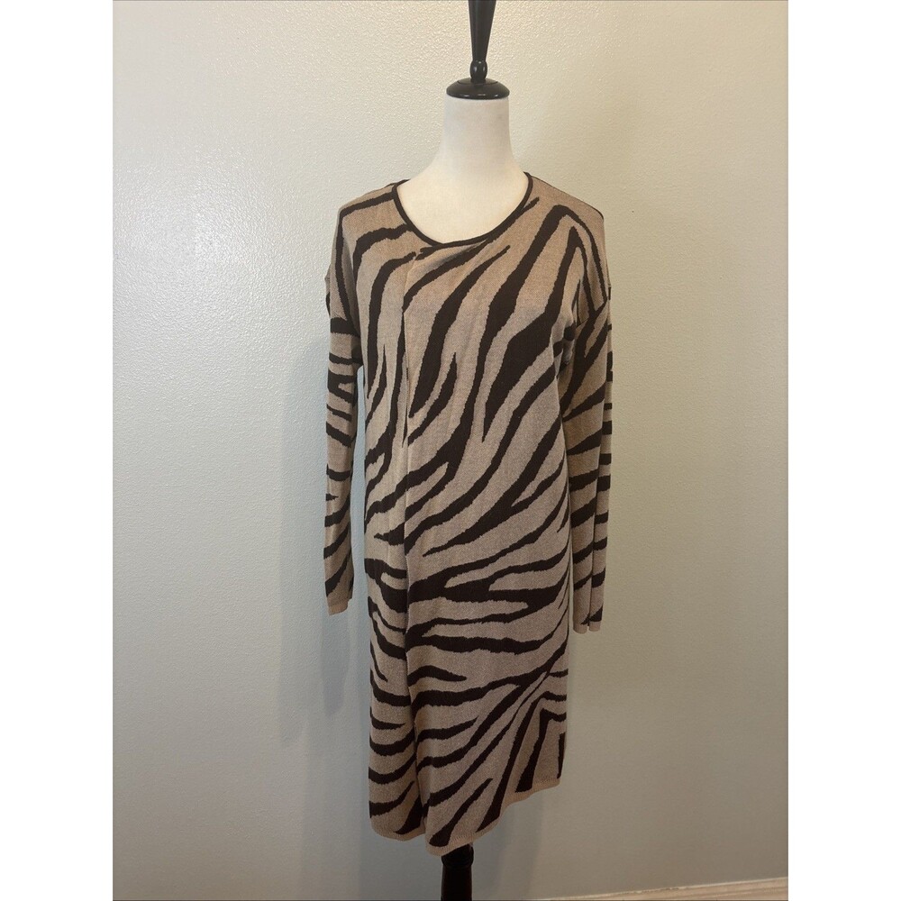 Ariat Women's Size S/P Brown Zebra Animal Print Knit Wrap Cardigan Sweater